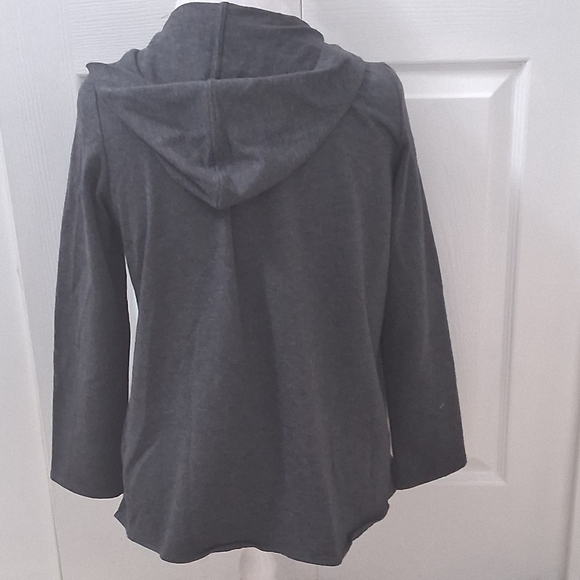 J. Jill Pure Jill Sand Washed Draped Front Open Jacket In Onyx Grey Size M - Picture 5 of 12